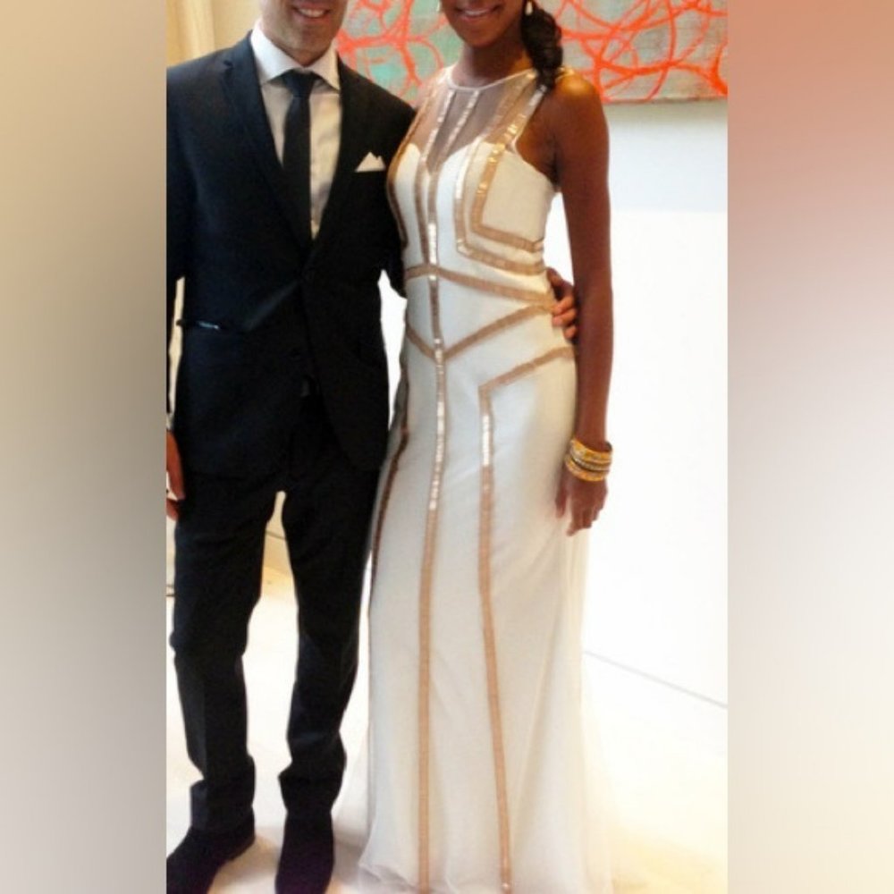 SHEIKE Trifecta Ivory Black Off The Shoulder Peplum Pencil Dress NWT RRP